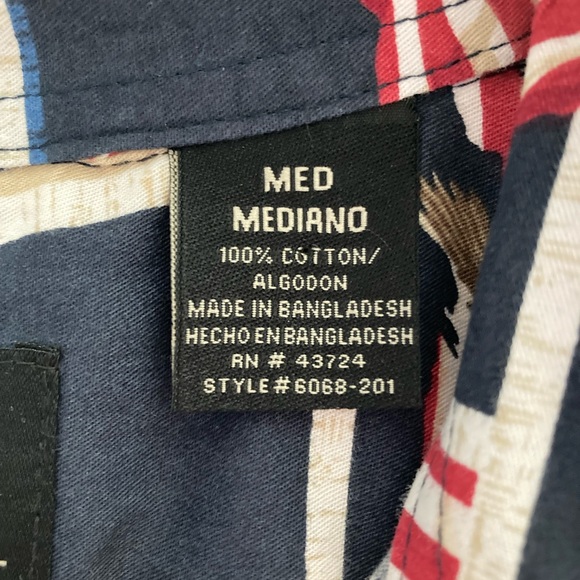 Cotton Traders Sport USA Shirt Blue Flag Print Long Sleeve Button Up Mens Size M - Picture 7 of 7